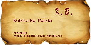Kubiczky Balda névjegykártya